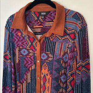 Slim Factor Aztec Button-Down Top